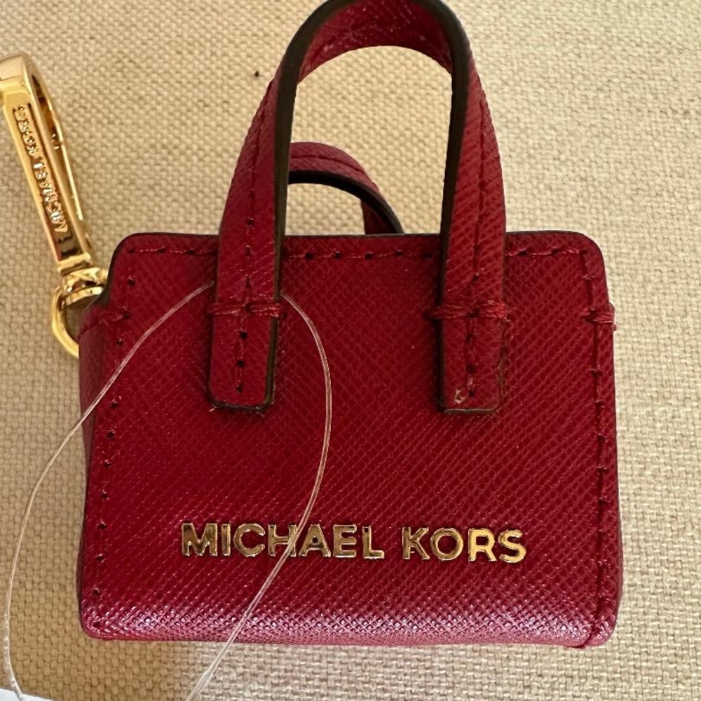 Michael Kors Mini Purse Cherry Red Selma Keychain NWT